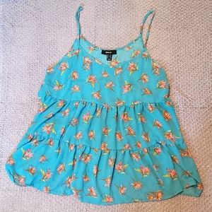 Forever 21 Bird Of Paradise Tiered Tank